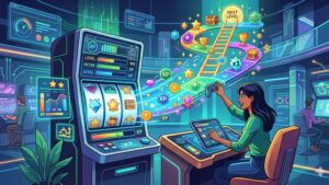Современная иллюстрация геймифицированных бонусов в новых слотах для статьи о трендах 2026 года